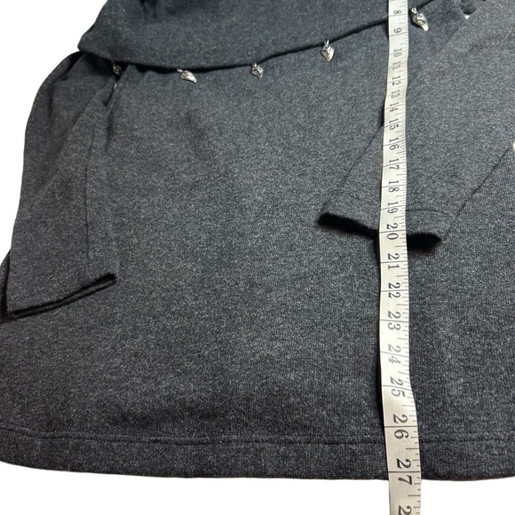 Extravert by Ritva Kariniemi 100% Lambswool Cowl Neck Ebelished Gray Sweater M/L - Picture 7 of 10